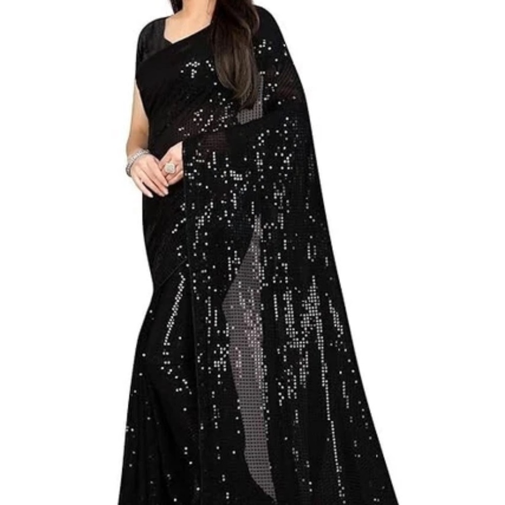 Black Sequin Saree new